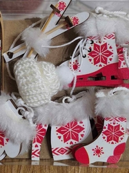 Vánoční ozdoby 10 ks barva bílá červená