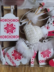 Vánoční ozdoby 10 ks barva bílá červená