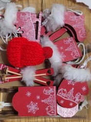 Vánoční ozdoby 10 ks barva červená bílá