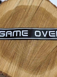 Lampas / rypsová stuha Game over šíře 25 mm barva černá