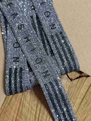 Lampas s lurexem Fashion šíře 15 mm barva šedá