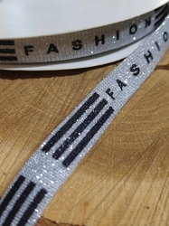 Lampas s lurexem Fashion šíře 15 mm barva stříbrná světlá