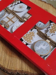 Sada vánočních kolíčků barva bílá zlatá