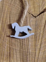 Dřevěný houpací koník s provázkem barva šedá