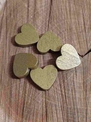 Dřevěné korálky srdce metalické 21x23 mm 5 ks barva zlatá
