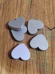 Dřevěné korálky srdce metalické 21x23 mm 5 ks barva stříbrné