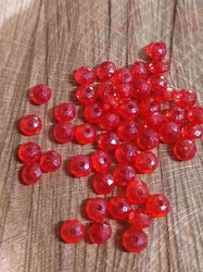 Plastové korálky ploškované slavík 4x6 mm barva červená