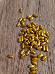 Plastové voskové korálky / perly Glance rýže 3x6 mm barva zlatá