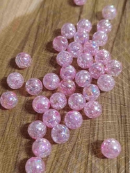Plastové korálky s AB efektem Ø8 mm 10 g barva růžová