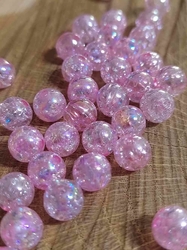Plastové korálky s AB efektem Ø8 mm 10 g barva růžová