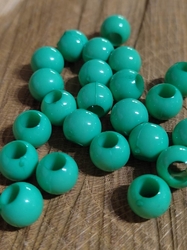 Plastové korálky s velkým průvlekem 25 ks 7x10 mm barva zelená