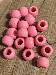 Plastové korálky s velkým průvlekem 10 ks 11x14 mm barva losos