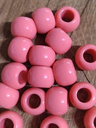 Plastové korálky s velkým průvlekem 10 ks 11x14 mm barva losos