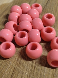 Plastové korálky s velkým průvlekem 10 ks 11x14 mm barva losos