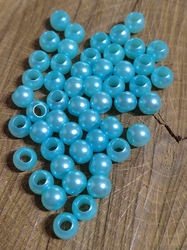 Plastové korálky s velkým průvlekem 6x8 mm 50 ks barva mint 