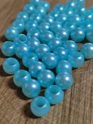 Plastové korálky s velkým průvlekem 6x8 mm 50 ks barva mint 