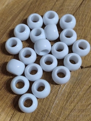 Plastové korálky s velkým průvlekem 10 ks 11x14 mm barva bílá