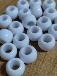 Plastové korálky s velkým průvlekem 10 ks 11x14 mm barva bílá