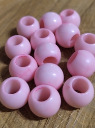 Plastové korálky s velkým průvlekem10 ks 11x14 mm barva pudrová