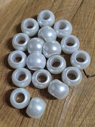 Plastové perly s velkým průvlekem 10 ks 11x15 mm 