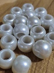 Plastové perly s velkým průvlekem 10 ks 11x15 mm 