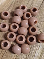 Plastové perly s velkým průvlekem 11x14 mm 10 ks barva hnědá