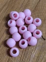 Plastové korálky matné s velkým průvlekem 10 ks 10x12 mm růžová světlá