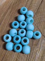 Plastové korálky matné s velkým průvlekem 10 ks 10x12 mm barva tyrkys