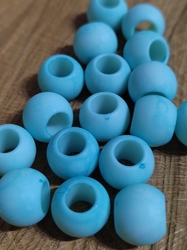 Plastové korálky matné s velkým průvlekem 10 ks 10x12 mm barva tyrkys