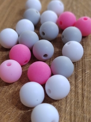 Plastové korálky 10 mm 20 ks barva bílá růžová šedá