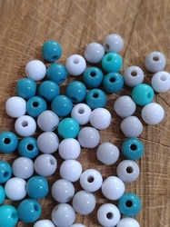Plastové korálky 6 mm 100 ks pastelový mix tyrkys