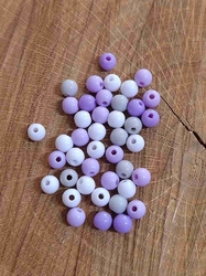 Plastové korálky 6 mm 100 ks pastelový mix fialová