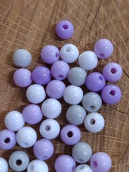 Plastové korálky 6 mm 100 ks pastelový mix fialová