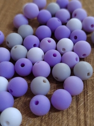 Plastové korálky 8 mm 20 ks barva bílá fialková šedá 