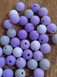 Plastové korálky 8 mm 20 ks barva bílá fialková šedá 