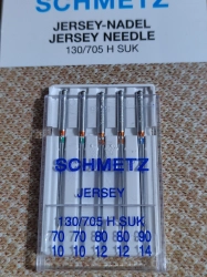 Strojové jehly Jersey sdružené 70; 80; 90 Schmetz na kartě