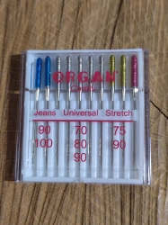 Strojové jehly sdružené Jeans 90;100, Universal 70;80;90, Stretch 75;90 Organ
