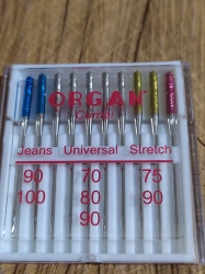 Strojové jehly sdružené Jeans 90;100, Universal 70;80;90, Stretch 75;90 Organ