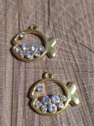 Přívěsek ryba s broušenými kamínky 18x19 mm