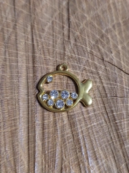Přívěsek ryba s broušenými kamínky 18x19 mm