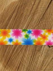 Šlová pruženka s potiskem šíře 24 mm pestré květy