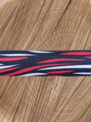 Šlová pruženka s potiskem šíře 24 mm černo červená 