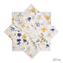 Ubrousek papír jarní květy 20 ks 33x33 cm modrá O0566