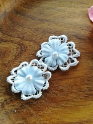Květ 3D s perlou Ø30 mm, Barva Modrá světlá 