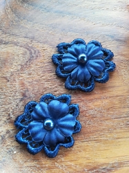 Květ 3D s perlou Ø30 mm, Barva Modrá tmavá 