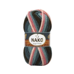 Nako Pletací příze Nako Vega Stripe 82418 - hnědá