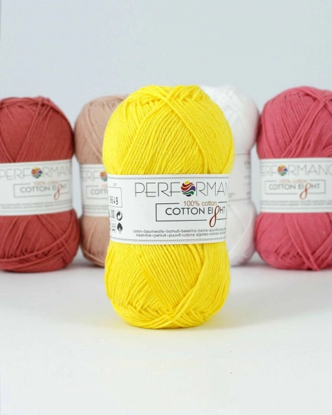 Performance Bavlněná příze Cotton Eight 1040 - žlutá 50g 175m