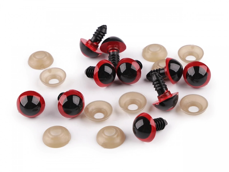  Bezpečnostní oči ⌀14 mm červená - prodej po 4 ks