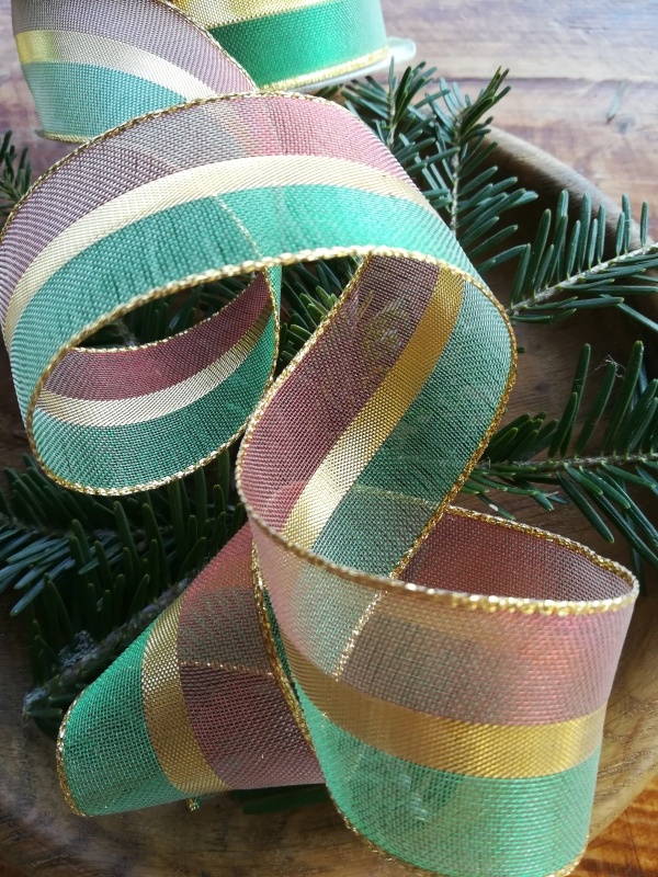Vánoční stuha 3 barvy s drátem