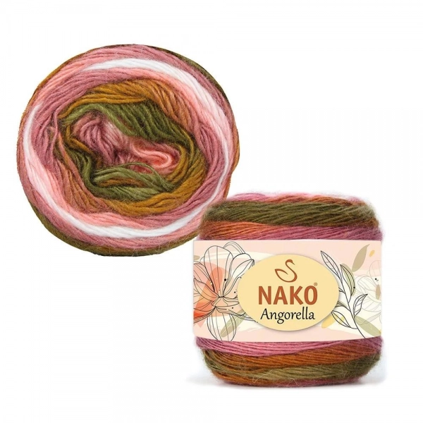 Pletací příze Nako Angorella 87528 - zelenorůžová